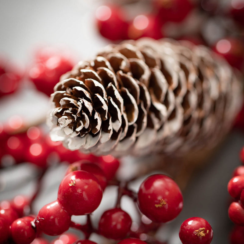 Frosted Pinecone and Red Berry Christmas Pick