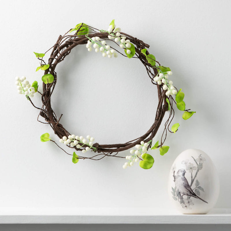 White Berry Curly Twig Wreath