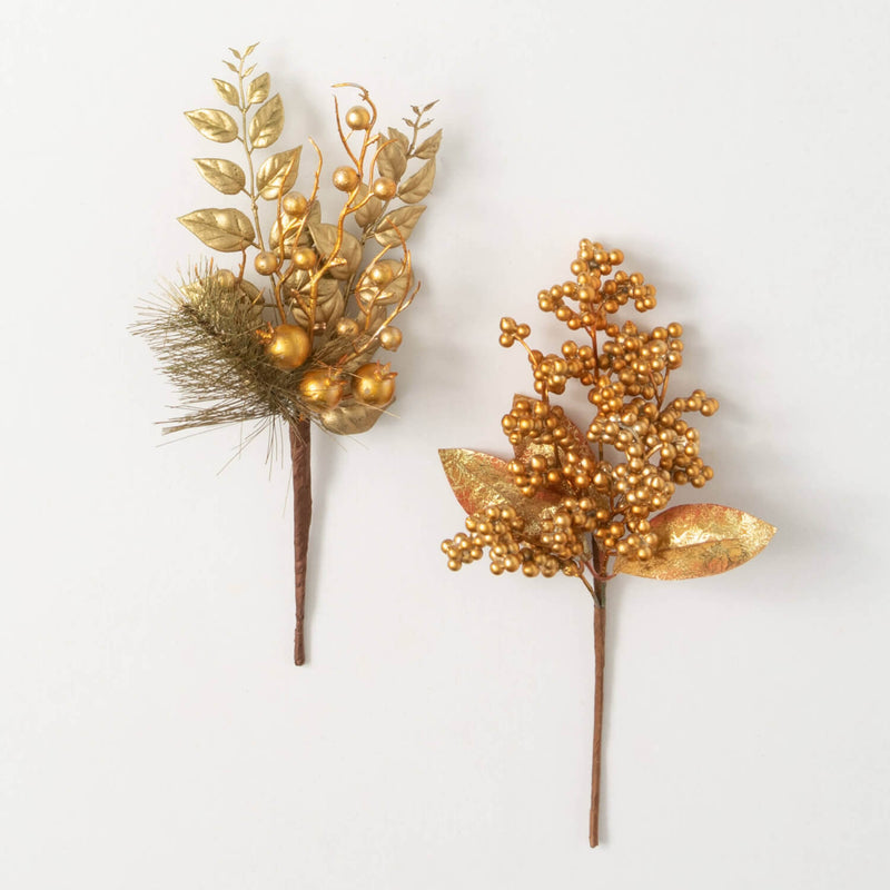 Gold Berry Pick Set Of 2