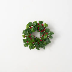 Holly Leaves and Red Berry Christmas Accent Ring