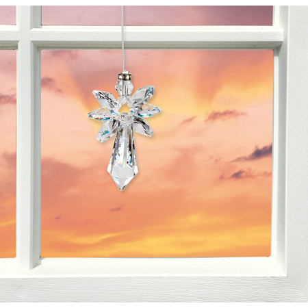 Crystal Guardian Angel Suncatcher - Large, Aurora Borealis proportion image