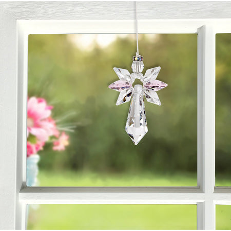 Crystal Guardian Angel Suncatcher - Large, Rose proportion image