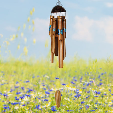 Bamboo Butterfly Chime - Blue proportion image