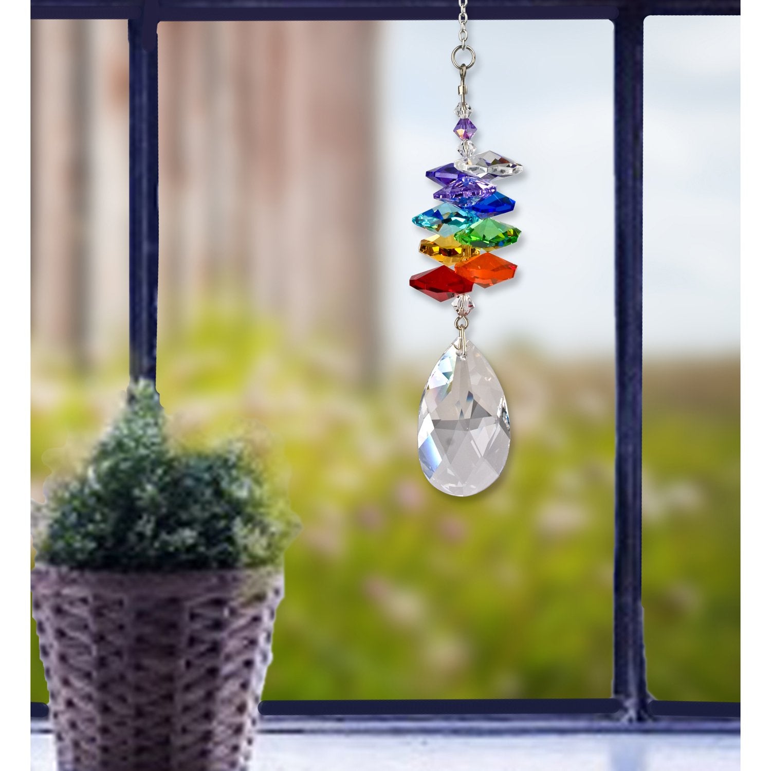 Crystal Rainbow Cascade Suncatcher - Almond lifestyle image