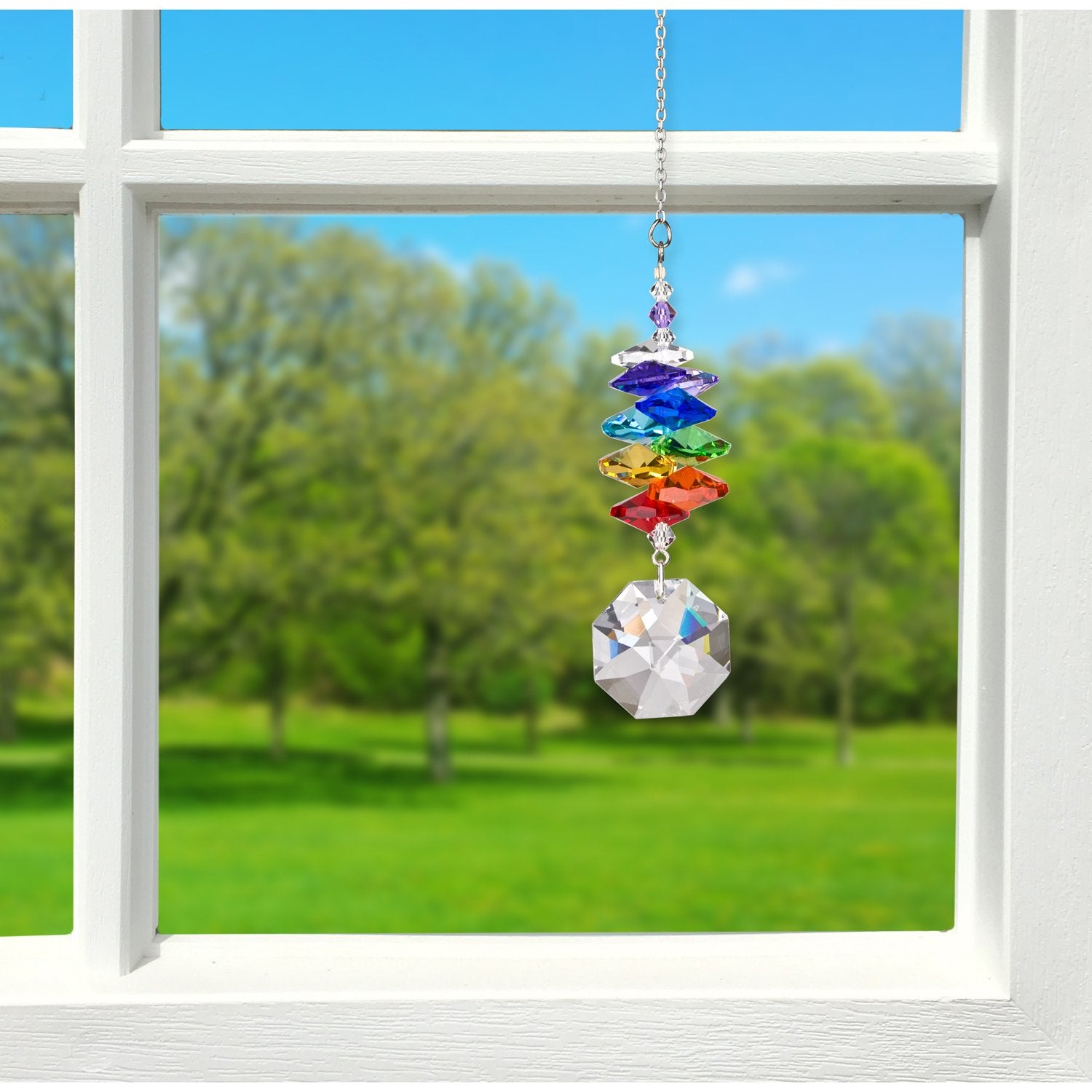 Crystal Rainbow Cascade Suncatcher - Octagon lifestyle image