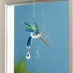 Fantasy Glass Suncatcher - Hummingbird, Peacock main image