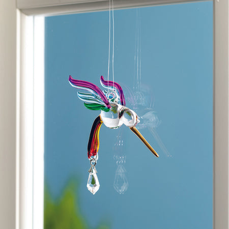 Fantasy Glass Suncatcher - Hummingbird, Summer Rainbow proportion image