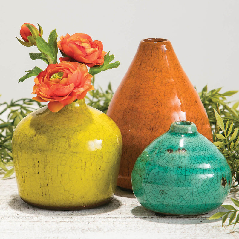 Bright And Colorful Bud Vases, Set of 3