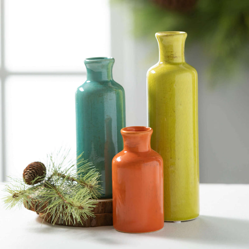 Bright and Colorful Bottle Vase Set Of 3