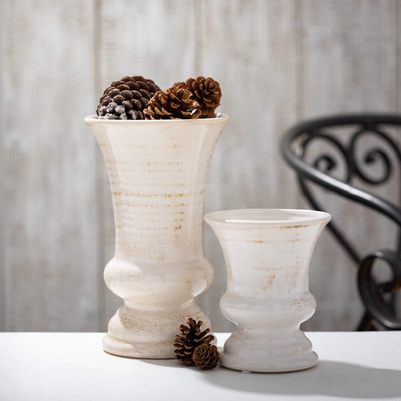 White Ceramic Farmhouse Urn