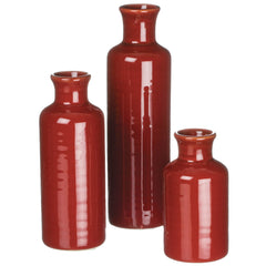 Ceramic Red Bottle Vase Set 3