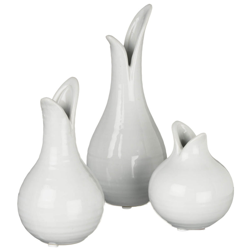 White Tulip Bud Vase Set Of 3