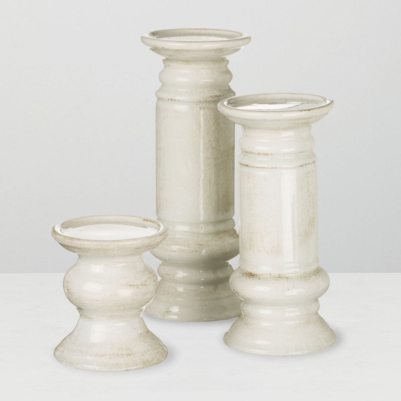 Pillar Candle Holder - White, Set of 3