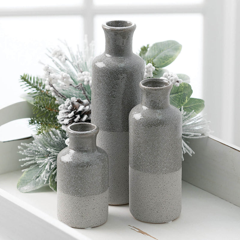 Two-Tone Gray Vase Set Of 3
