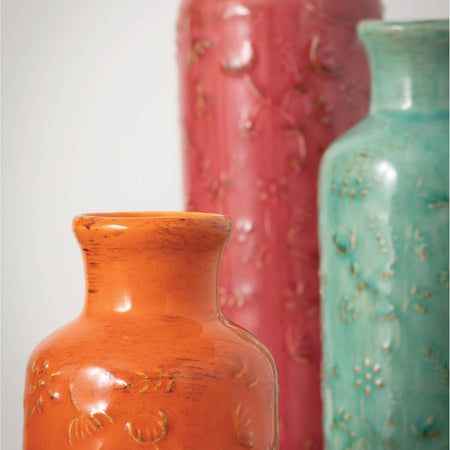 Floral Relief Bottle Set Of 3