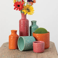Floral Relief Bottle Set Of 3