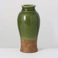 Earthy Two-Tone Brown and Green Ceramic Vase