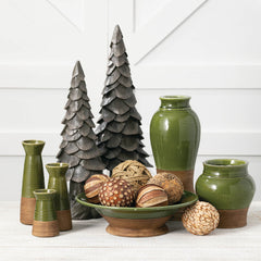 Earthy Two-Tone Brown and Green Ceramic Vase
