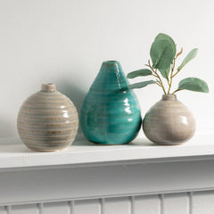 Ribbed Glazed Vase Set Of 3