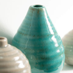 Ribbed Glazed Vase Set Of 3