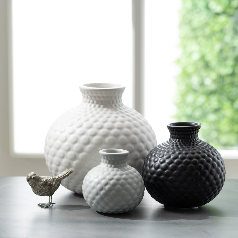 Embossed Dot Low Ball Vase Set
