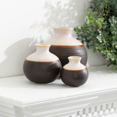 Dark, Milk and White Chocolate Ceramic Ball Vases, Set Of 3