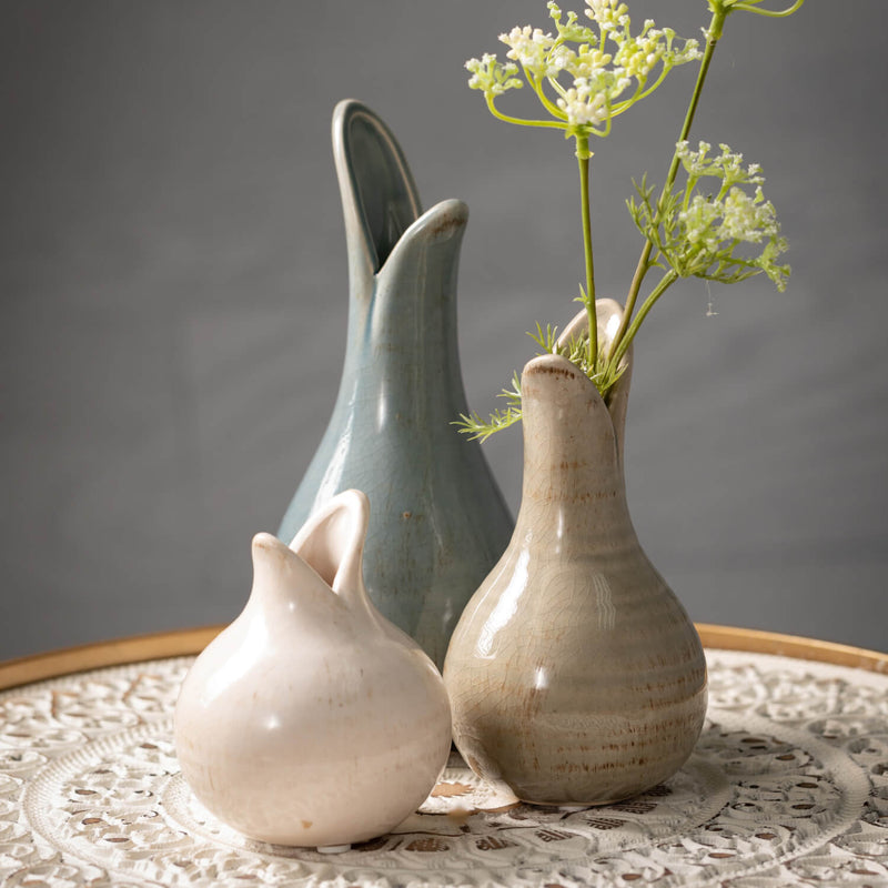 Glazed Bulb Vase Set Of 3