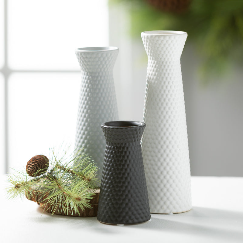 Emobssed Wide Mouth Vase Set