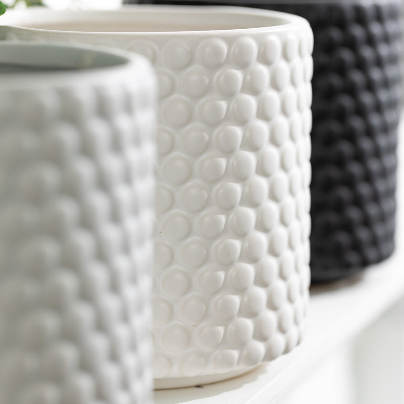 Polka Dot Textured Planters, Set Of 3