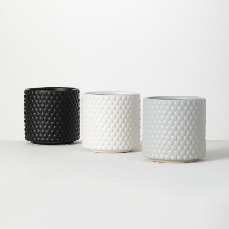 Polka Dot Textured Planters, Set Of 3