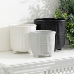 Natural Textured Ceramic Planter Set Of 3