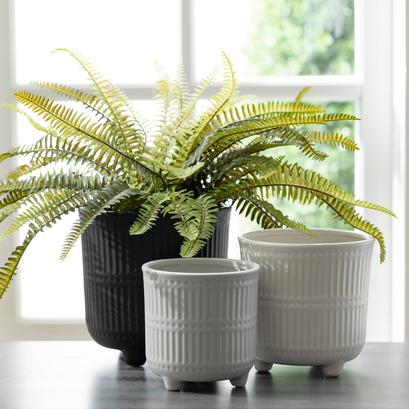Natural Textured Ceramic Planter Set Of 3