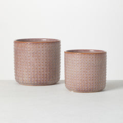 Dusty Rose Hobnail Vase Set