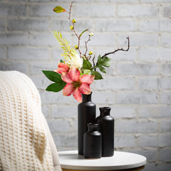 Matte Black Bottle Vases, Set Of 3