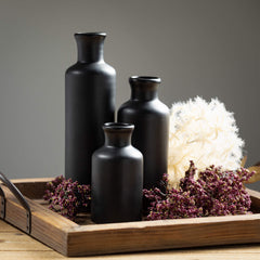 Matte Black Bottle Vases, Set Of 3