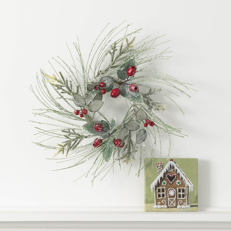 Frosted Pine and Red Berry Christmas Accent Ring