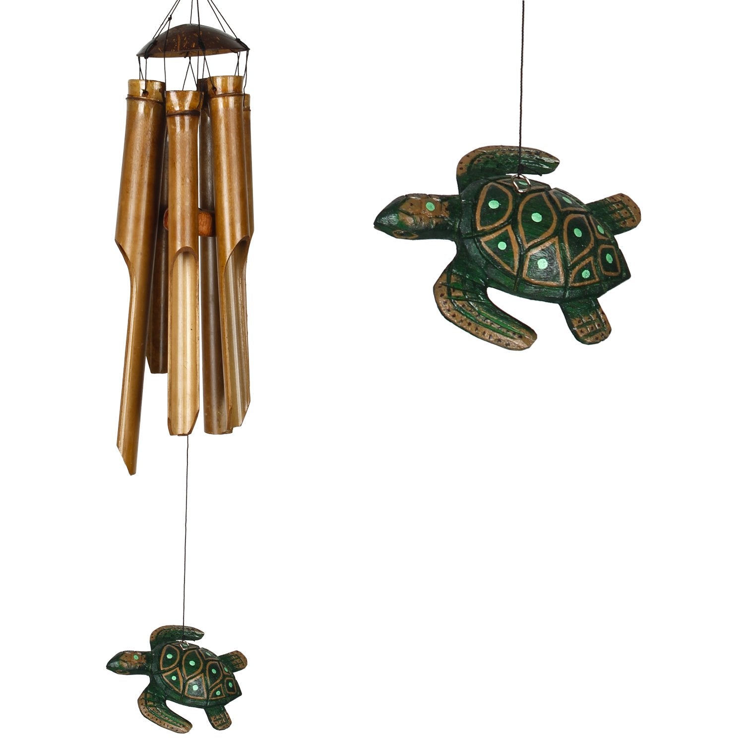 Half Coconut Bamboo Chime - Medium, Sea Turtle main image