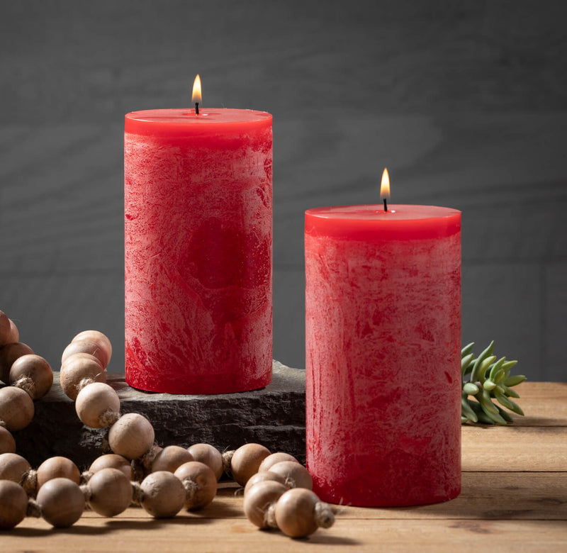 Red Timber Pillar Candle