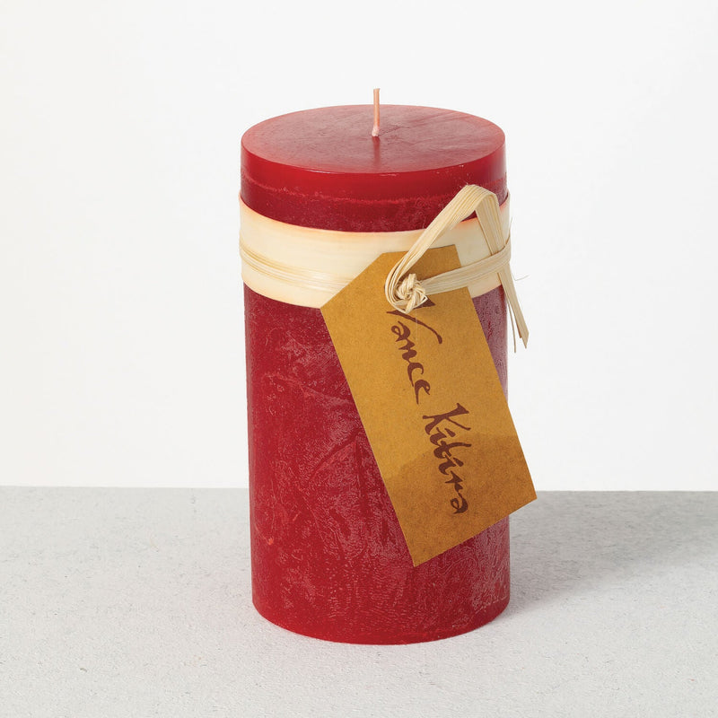 Red Timber Pillar Candle