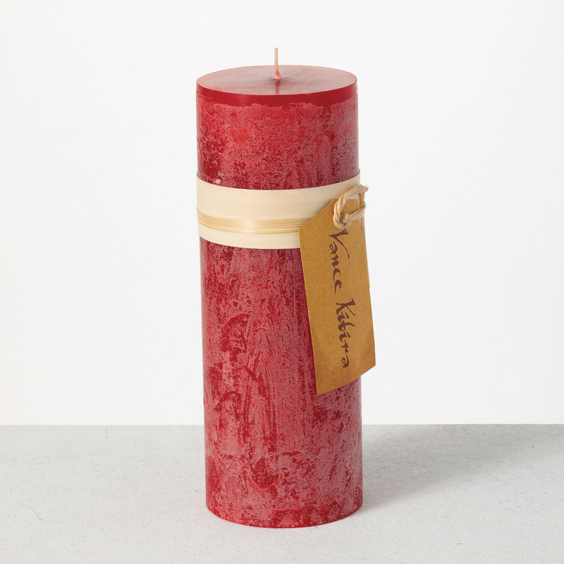 Red Timber Pillar Candle