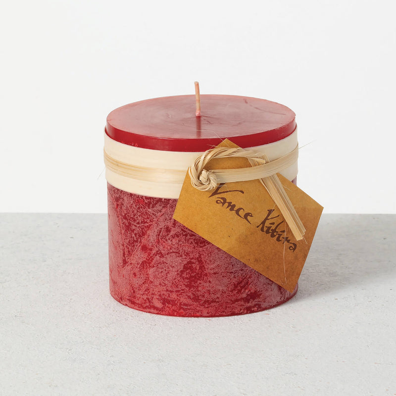 Red Timber Pillar Candle