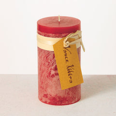 Red Timber Pillar Candle