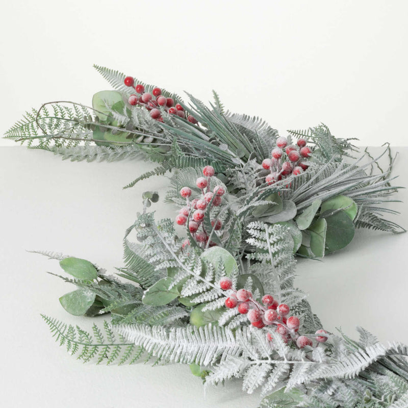 Flocked Fern Berry Garland