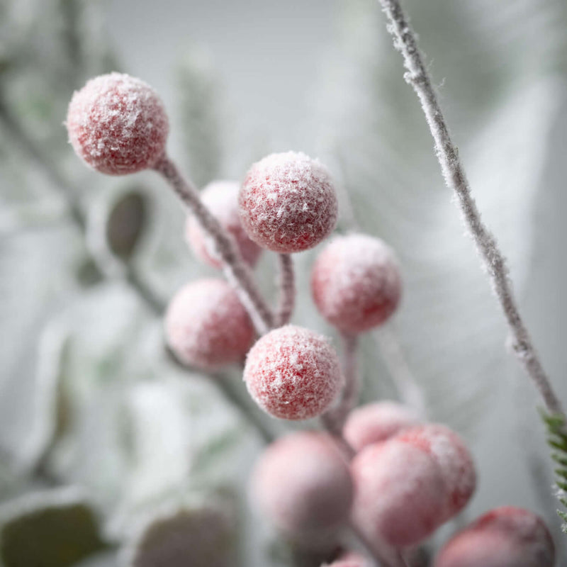 Flocked Fern Berry Spray