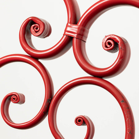 Red Scrolled Metal Accent Chair