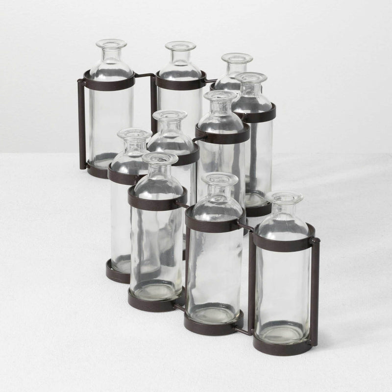 Modern 10 Connected Glass Bottle Vases