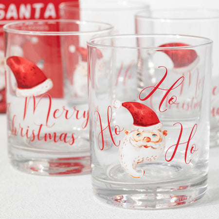 Santa Low Ball Glasses Set/4