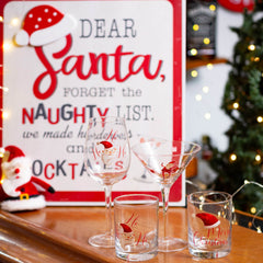 Santa Low Ball Glasses Set/4