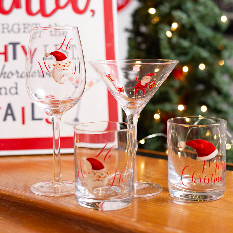 Santa Low Ball Glasses Set/4