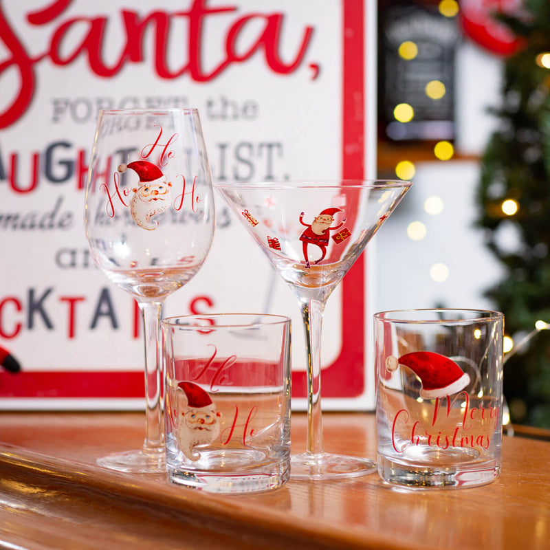 Santa Low Ball Glasses Set/4